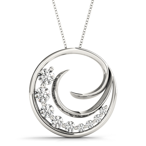 0.26 Ct Lab-Created Diamond Round Cut Harvey Journey Pendants Necklaces in Silver 925