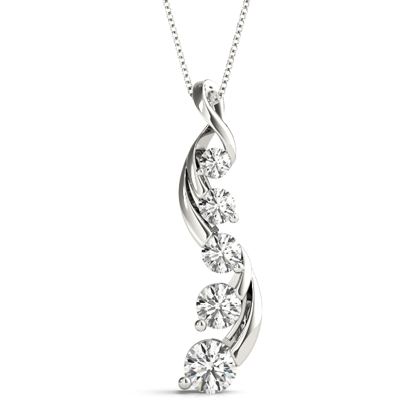 0.26 Ct Lab-Created Diamond Round Cut Michael  Journey Pendants Necklaces in Silver 925