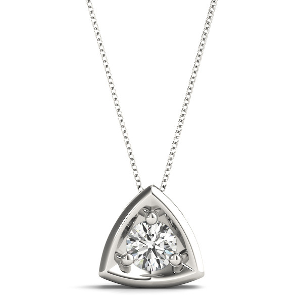 0.1 Ct Natural Diamond Round Cut Roberlie  Solitaire Pendant Necklaces in Silver 925