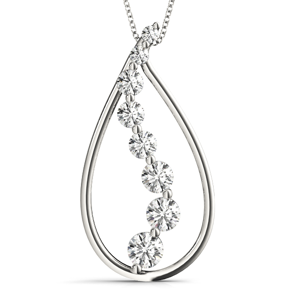 0.5 Ct Lab-Created Diamond Round Cut Sebastian  Journey Pendants Necklaces in Silver 925