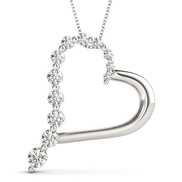 0.1 Ct Natural Diamond Round Cut Tania Heart Necklaces in Silver 925