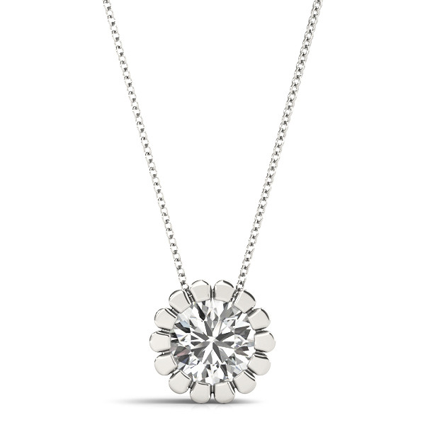 0.1 Ct Natural Diamond Round Cut Tya Solitaire Pendant Necklaces in Silver 925