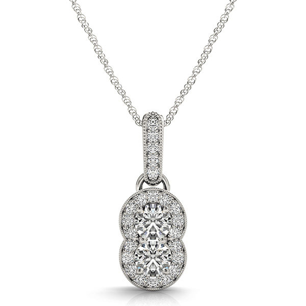 0.12 Ct Lab-Created Diamond Round Cut Jackson Drop Pendants Necklaces in Silver 925