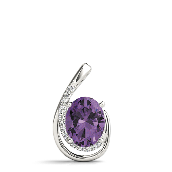 1.85 Ct Amethyst Oval Cut Designer Pendant  in Silver 925