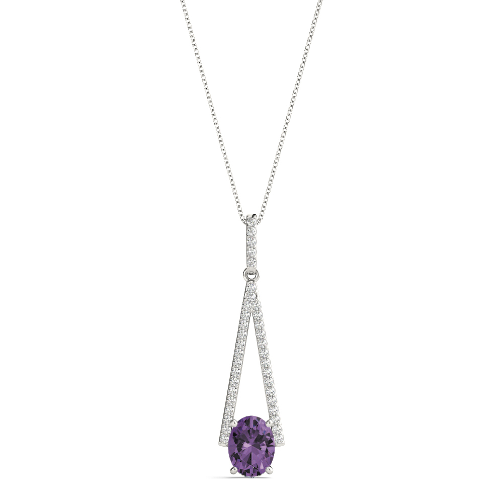 0.1 Ct Amethyst Oval Cut Designer Pendant  in Silver 925