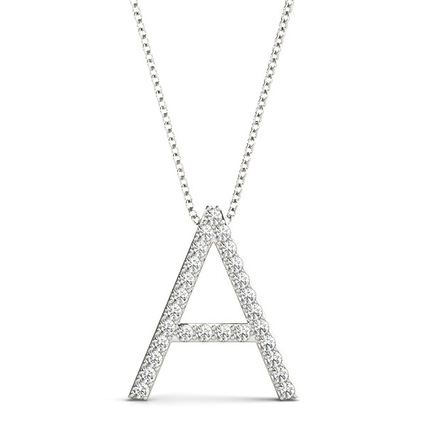 0.16 Ct Lab-Created Round Cut Asher Diamond Initial Necklaces in Silver 925