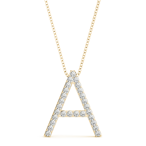 0.16 Ct Lab-Created Round Cut Asher Diamond Initial Necklaces in Silver 925