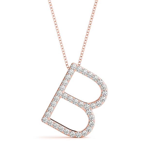 0.17 Ct Lab-Created Round Cut Bryson Diamond Initial Necklaces in Silver 925