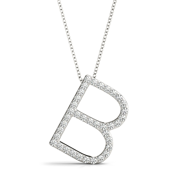 0.17 Ct Lab-Created Round Cut Bryson Diamond Initial Necklaces in Silver 925