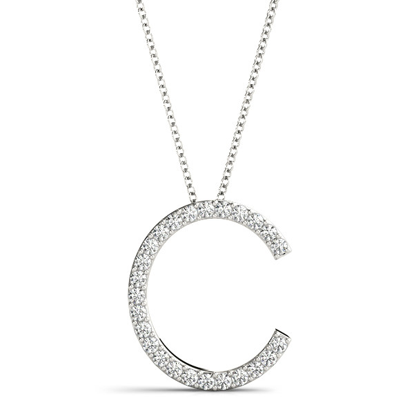 0.15 Ct Lab-Created Round Cut Cairo Diamond Initial Necklaces in Silver 925