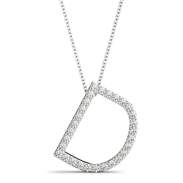 0.17 Ct Lab-Created Round Cut Draper Diamond Initial Necklaces in Silver 925