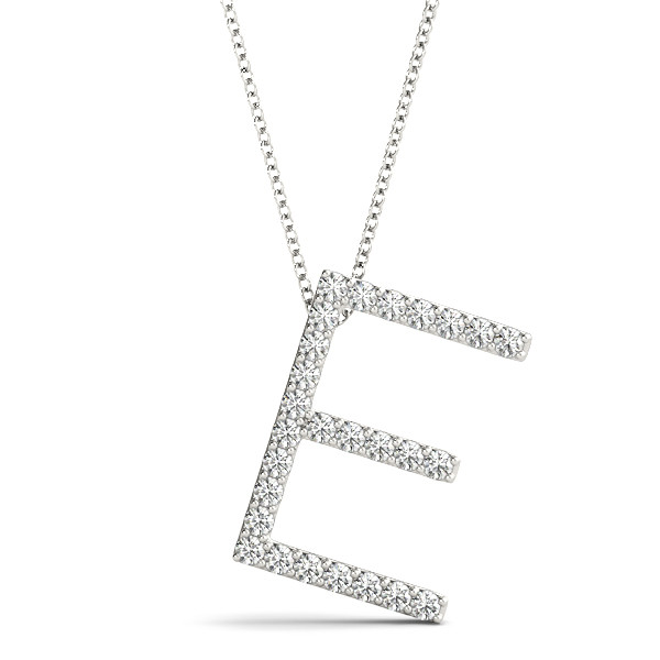 0.16 Ct Lab-Created Round Cut Elvin Diamond Initial Necklaces in Silver 925