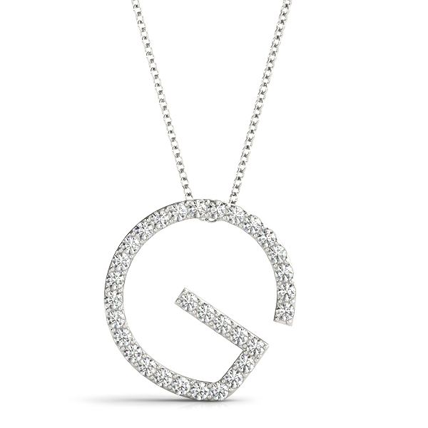 0.18 Ct Lab-Created Round Cut Griffin Diamond Initial Necklaces in Silver 925