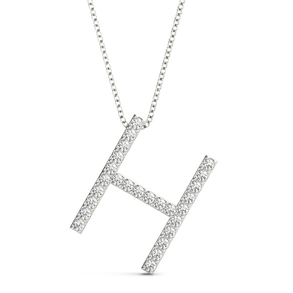 0.15 Ct Lab-Created Round Cut Harris Diamond Initial Necklaces in Silver 925