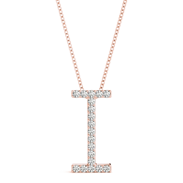 0.11 Ct Lab-Created Round Cut Israel Diamond Initial Necklaces in Silver 925