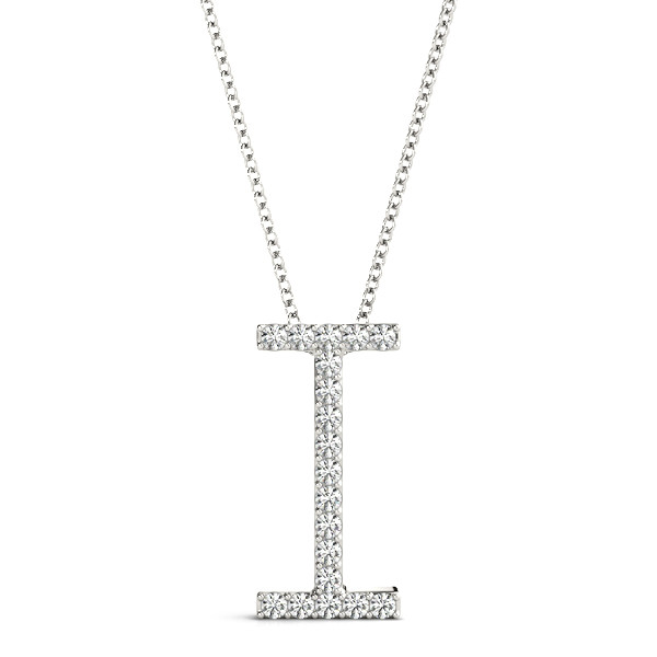 0.11 Ct Lab-Created Round Cut Israel Diamond Initial Necklaces in Silver 925