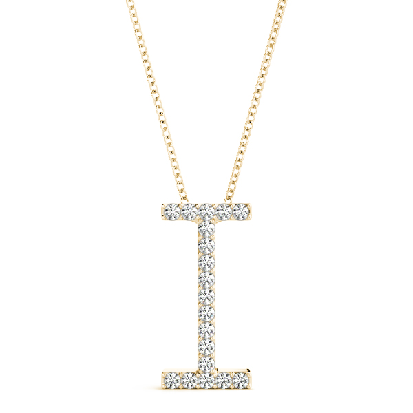 0.11 Ct Lab-Created Round Cut Israel Diamond Initial Necklaces in Silver 925