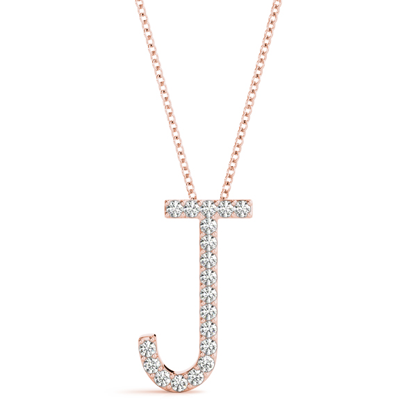 0.11 Ct Lab-Created Round Cut Jovian  Diamond Initial Necklaces in Silver 925