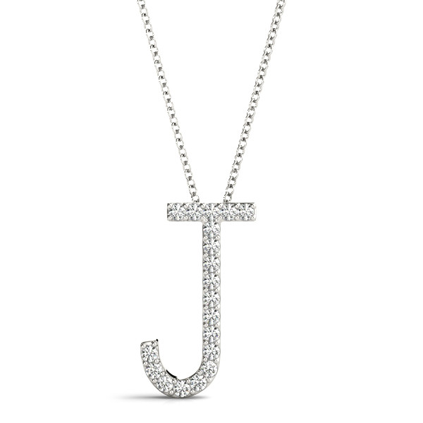 0.11 Ct Lab-Created Round Cut Jovian  Diamond Initial Necklaces in Silver 925