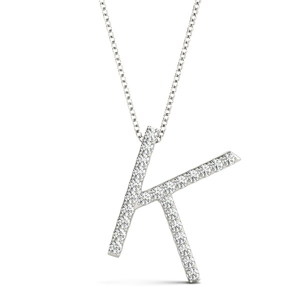 0.17 Ct Lab-Created Round Cut Kipton Diamond Initial Necklaces in Silver 925