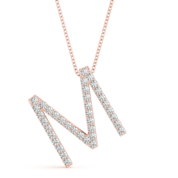 0.18 Ct Lab-Created Round Cut Mason Diamond Initial Necklaces in Silver 925