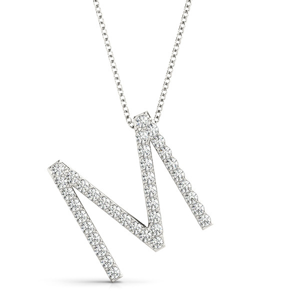 0.18 Ct Lab-Created Round Cut Mason Diamond Initial Necklaces in Silver 925