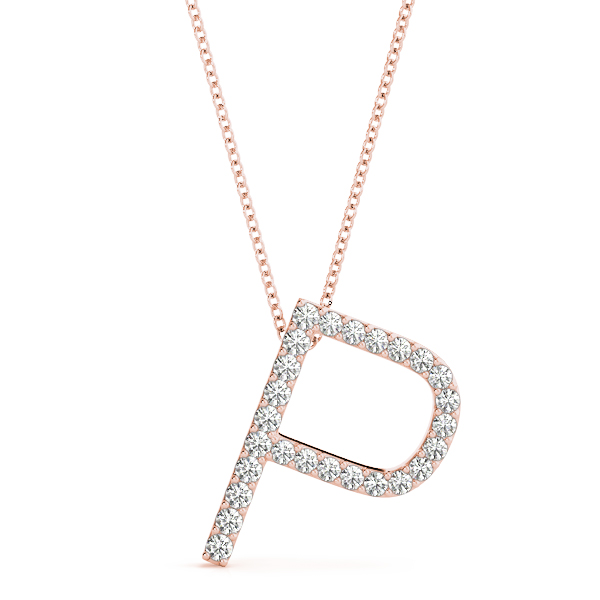 0.15 Ct Lab-Created Round Cut Pierson Diamond Initial Necklaces in Silver 925