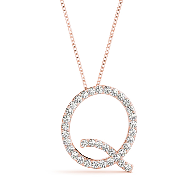 0.18 Ct Lab-Created Round Cut Quirin Diamond Initial Necklaces in Silver 925