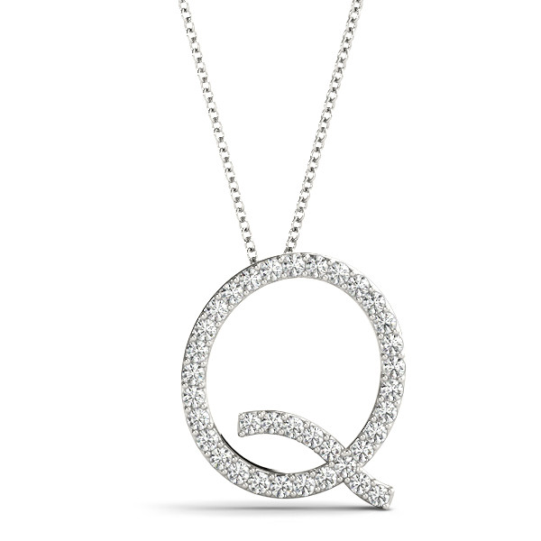 0.18 Ct Lab-Created Round Cut Quirin Diamond Initial Necklaces in Silver 925