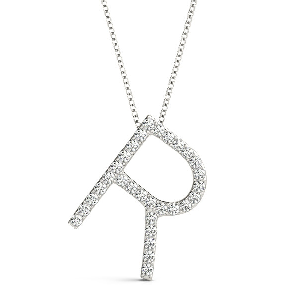 0.18 Ct Lab-Created Round Cut Robert Diamond Initial Necklaces in Silver 925