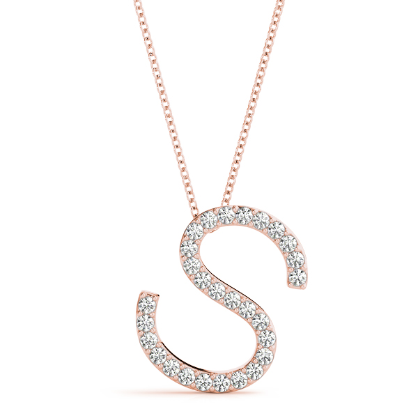 0.16 Ct Lab-Created Round Cut Stanley Diamond Initial Necklaces in Silver 925