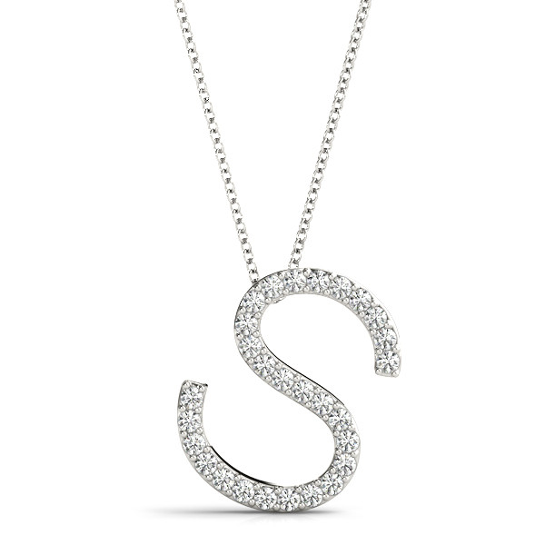 0.16 Ct Lab-Created Round Cut Stanley Diamond Initial Necklaces in Silver 925