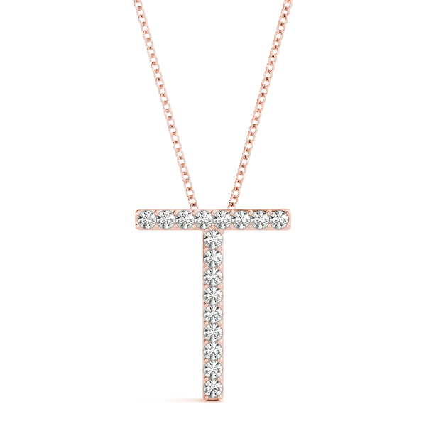 0.1 Ct Lab-Created Round Cut Tyler Diamond Initial Necklaces in Silver 925