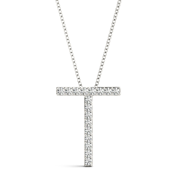 0.1 Ct Lab-Created Round Cut Tyler Diamond Initial Necklaces in Silver 925