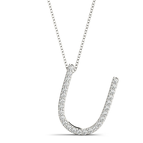 0.15 Ct Lab-Created Round Cut David Diamond Initial Necklaces in Silver 925