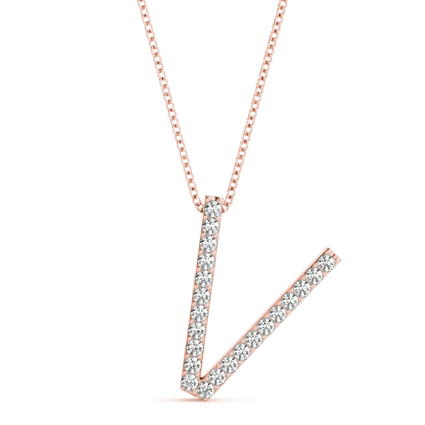 0.13 Ct Lab-Created Round Cut Van Diamond Initial Necklaces in Silver 925