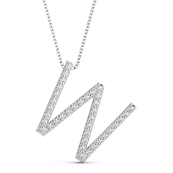 0.18 Ct Lab-Created Round Cut Wesley Diamond Initial Necklaces in Silver 925