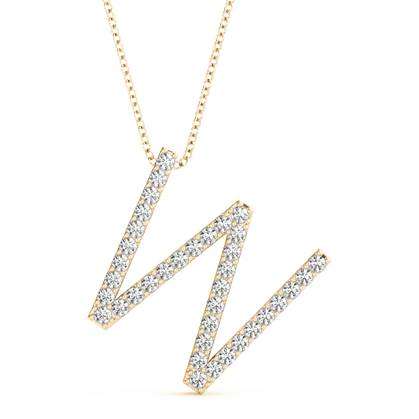 0.18 Ct Lab-Created Round Cut Wesley Diamond Initial Necklaces in Silver 925