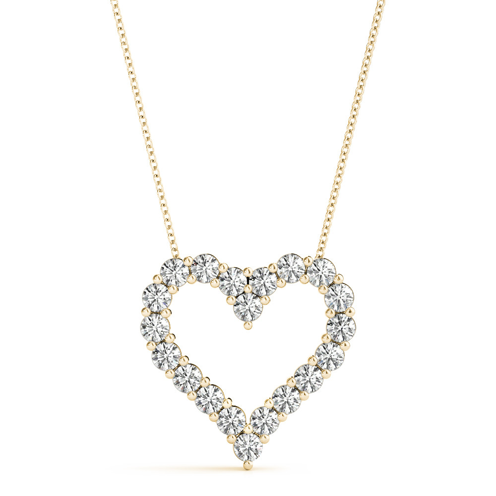 0.1 Ct Natural Diamond Round Cut Heart Necklaces in Silver 925