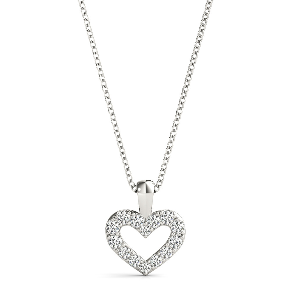 0.1 Ct Natural Diamond Round Cut Blessy  Heart Necklaces in Silver 925