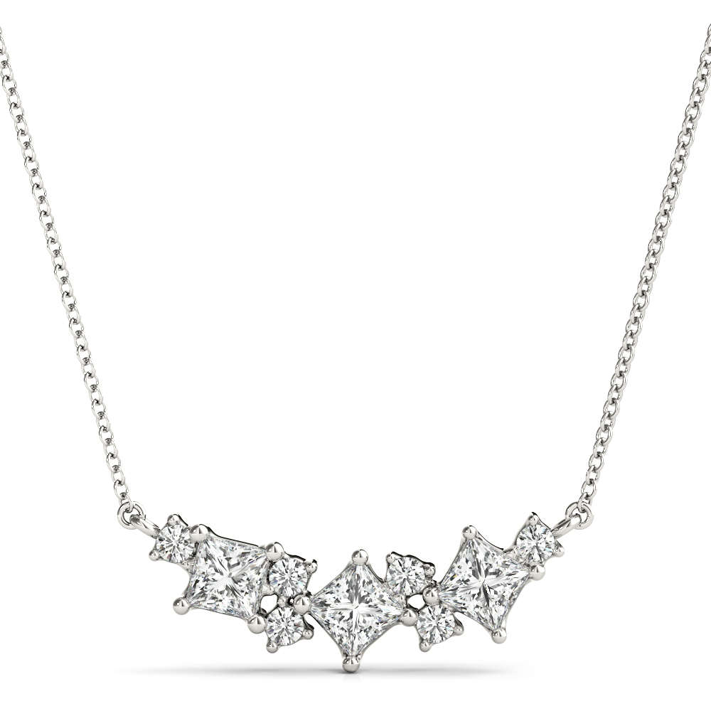 0.75 Ct Lab-Created Diamond Princess Cut Thorn Chain Necklaces in Silver 925