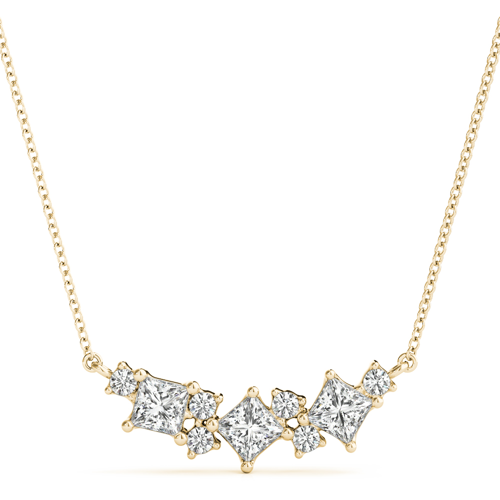 0.75 Ct Lab-Created Diamond Princess Cut Thorn Chain Necklaces in Silver 925