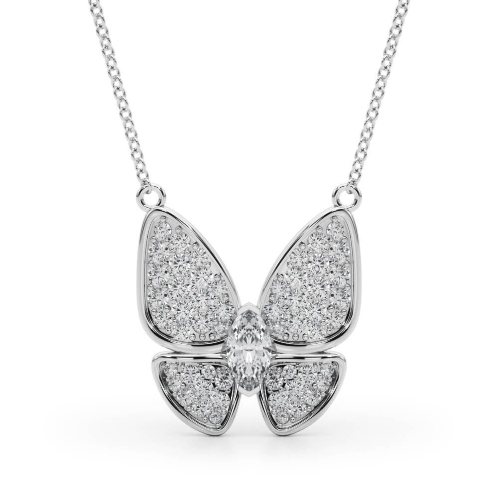 0.1 Ct Lab-Created Diamond Marquise Cut Wilbur Designer Pendants Necklaces in Silver 925