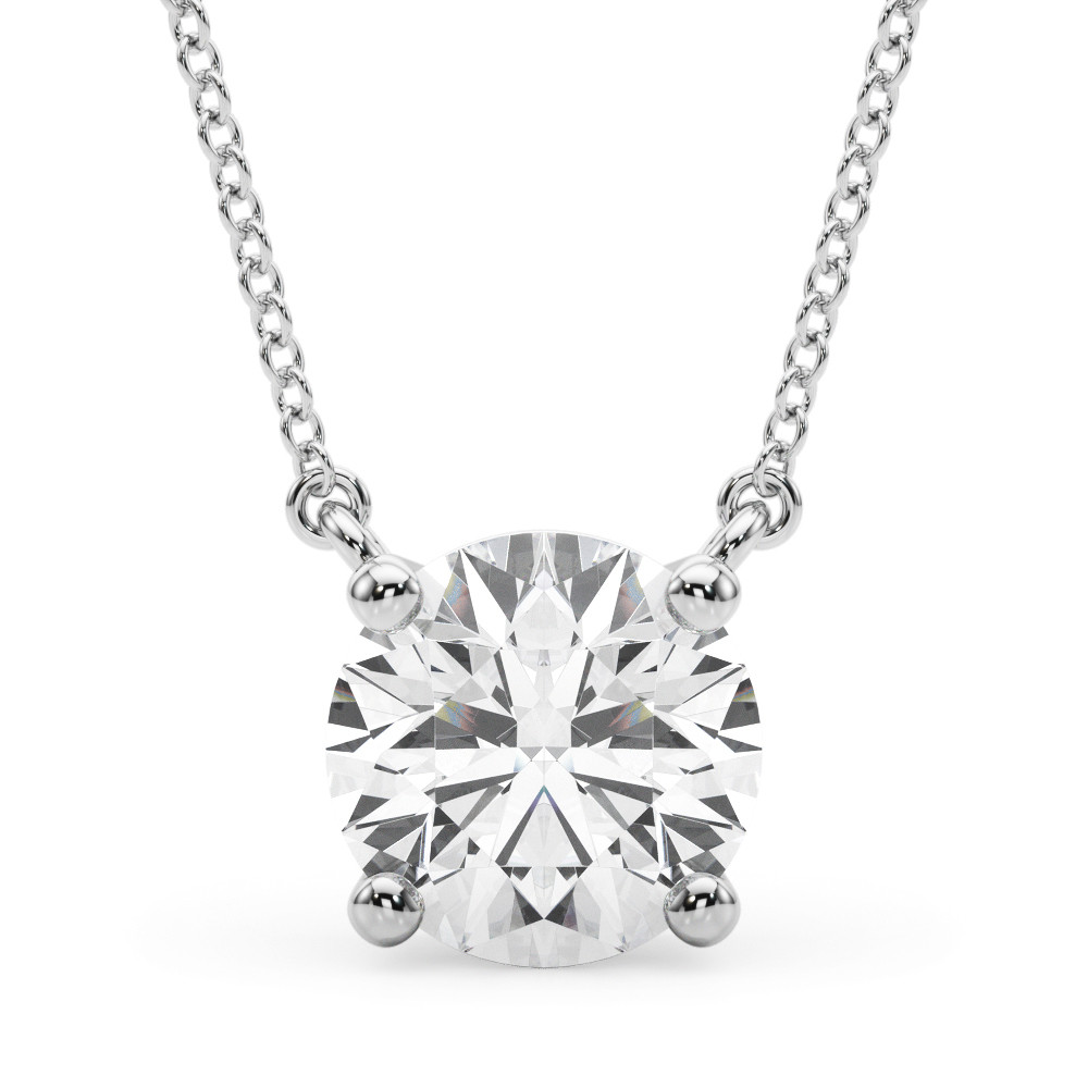 0.1 Ct Natural Diamond Round Cut Roheis  Solitaire Pendant Necklaces in Silver 925