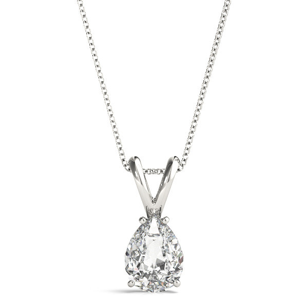 0.1 Ct Natural Diamond Pear Cut  Solitaire Pendant Necklaces in Silver 925