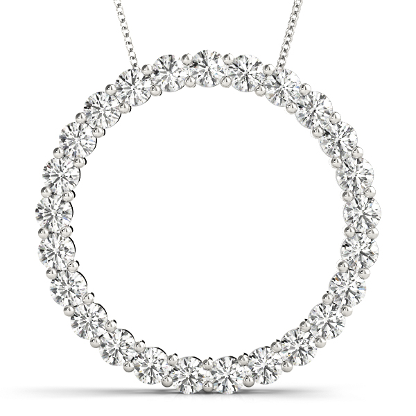 1.52 Ct Lab-Created Diamond Round Cut Otis Circle Pendants Necklaces in Silver 925