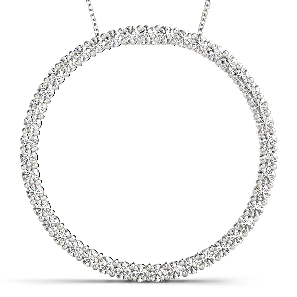 0.74 Ct Lab-Created Diamond Round Cut Austin Circle Pendants Necklaces in Silver 925