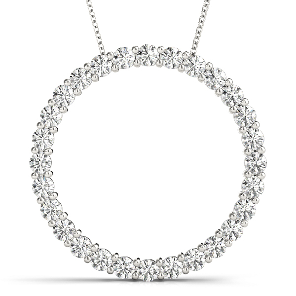 0.99 Ct Lab-Created Diamond Round Cut Marvin Circle Pendants Necklaces in Silver 925