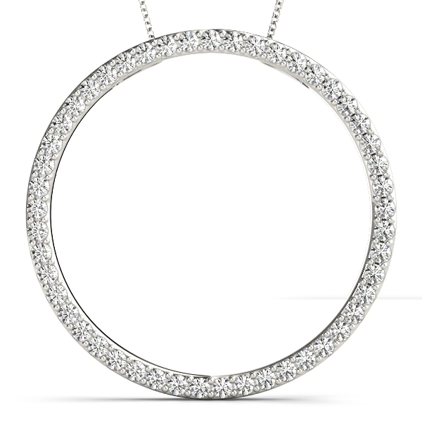 0.98 Ct Lab-Created Diamond Round Cut Ralph Circle Pendants Necklaces in Silver 925