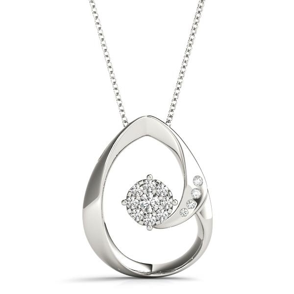 0.09 Ct Lab-Created Diamond Round Cut Adrian Cluster Pendants Necklaces in Silver 925